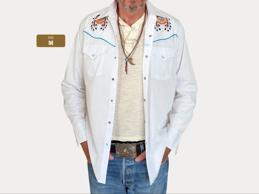 Talla M. Camisa vaquera bordada vintage auténtica de los años 80.