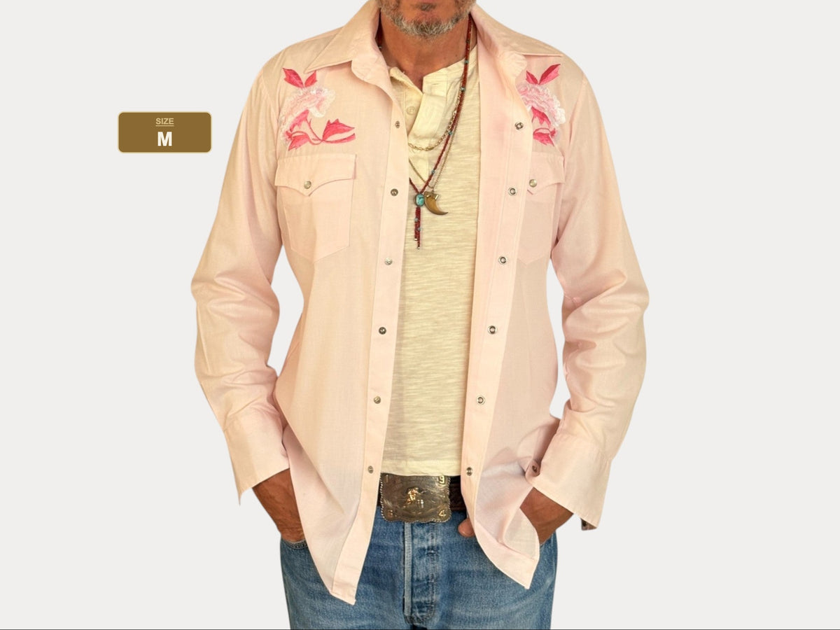 Size M -Vintage 70's Embroidered Western Shirt-AJ357 Studio