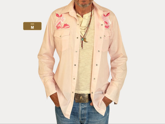 Size M -Vintage 70's Embroidered Western Shirt