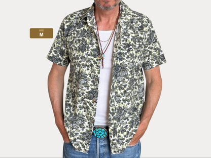Size M. Authentic 70’s H bar C California Ranchwear Western Shirt — Vintage Print-AJ357 Studio