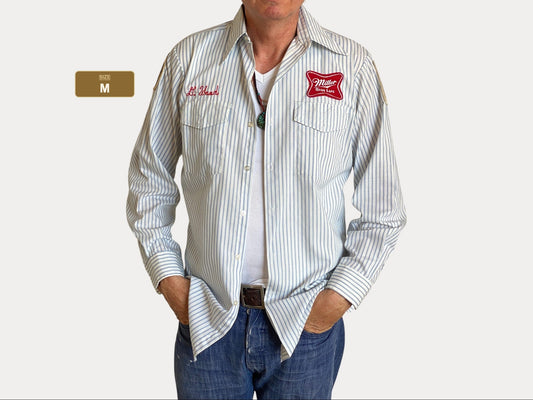 Camisa de trabajo Miller vintage mediana, fabricada en EE. UU.