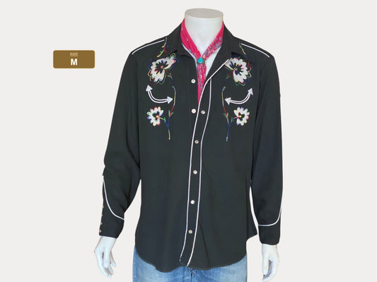 Talla M/L. Camisa vaquera vintage de los años 70 con bordado H Bar C.