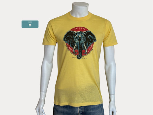 Vintage 80s Single Stitch Elephant Memory Systems tee – rare 80s computer supply promo with classic nerd humor. Med