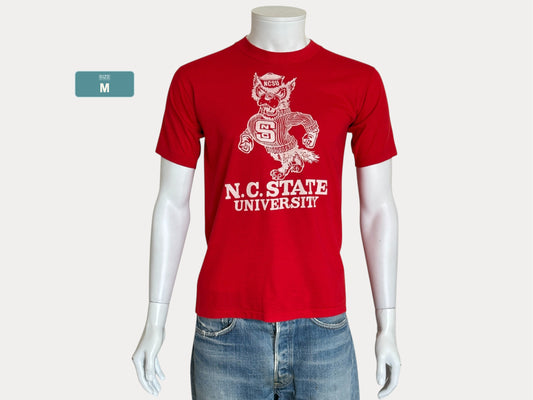 Vintage Single Stitch 80s NC State University T-Shirt – Size S/M – Graphic Tee – Made in USA