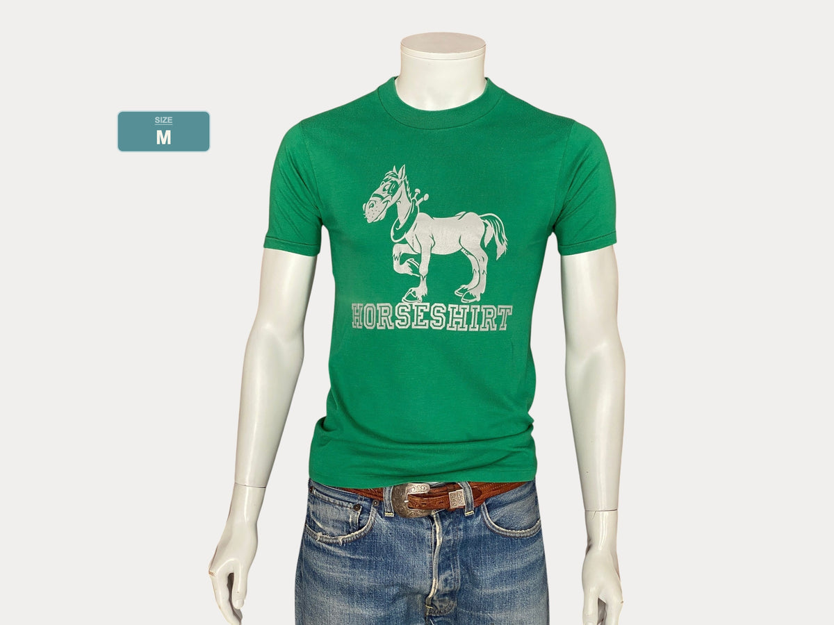 T-shirt vintage années 80 avec motif cheval - Taille M | Fabriqué aux États-Unis | Style rétro