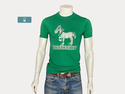 T-shirt vintage années 80 avec motif cheval - Taille M | Fabriqué aux États-Unis | Style rétro