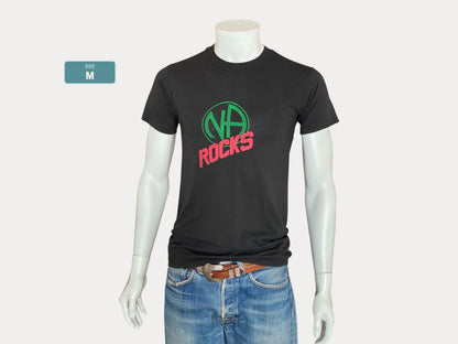 Grand. T-shirt vintage 50/50 coton des années 80, Narcotics Anonymous Rocks, fabriqué aux États-Unis.