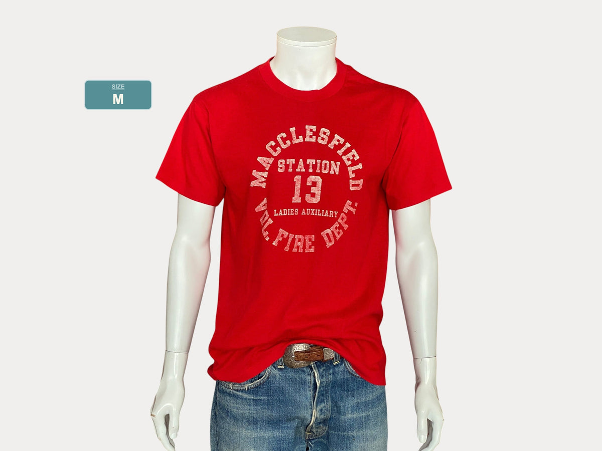 Med. Vintage 50/50 cotton 80s Fire Dept T-shirt Made In USA