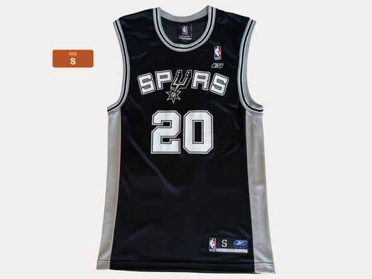 Reebok San Antonio Spurs Manu Ginobili No. 20 Jersey Size S Black Mesh 2000s NBA Vintage