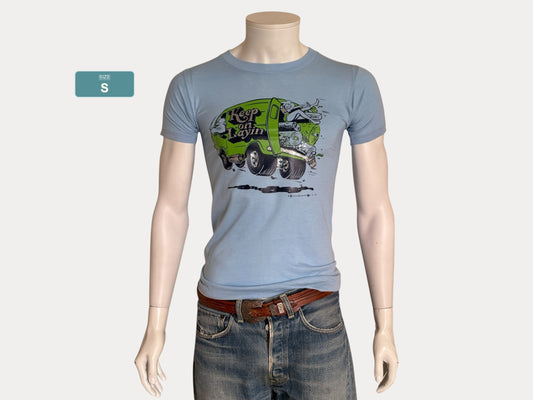 Vintage 1978 ‘Keep on Layin’ tee – wild 70s van graphic with cheeky carpet installer humor. Small