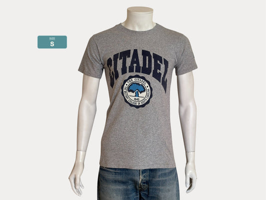 Vintage 80s Citadel tee – classic military college style from South Carolina’s iconic institution. Small