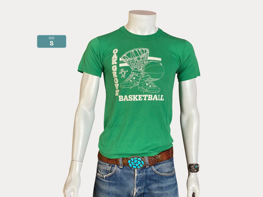 Basket Ball Vintage 80s t shirt 50/50 Made In USA by Russell. Size S