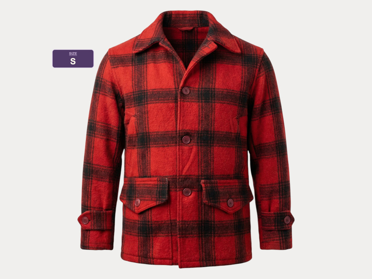 Size Small. Vintage 1940s Sears Roebuck plaid wool hunting jacket