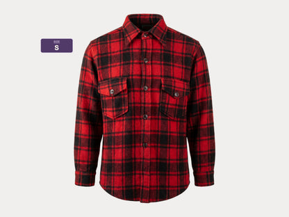 Size Small, 50s Chippewa wool shirt made in USA buffalo plaid
