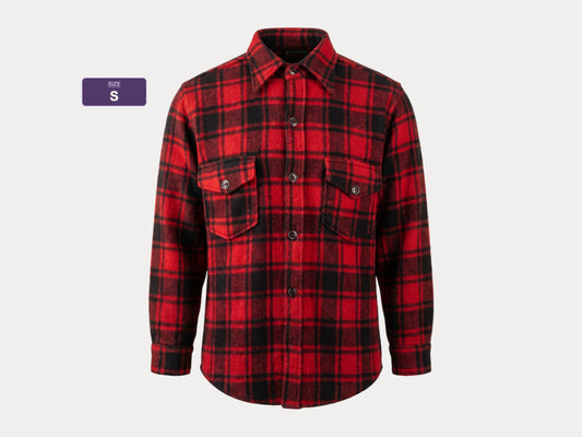 Size Small, 50s Chippewa wool shirt made in USA buffalo plaid