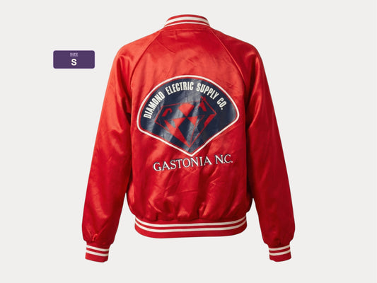 Size Small. Vintage 80s Red Satin Jacket Made In USA
