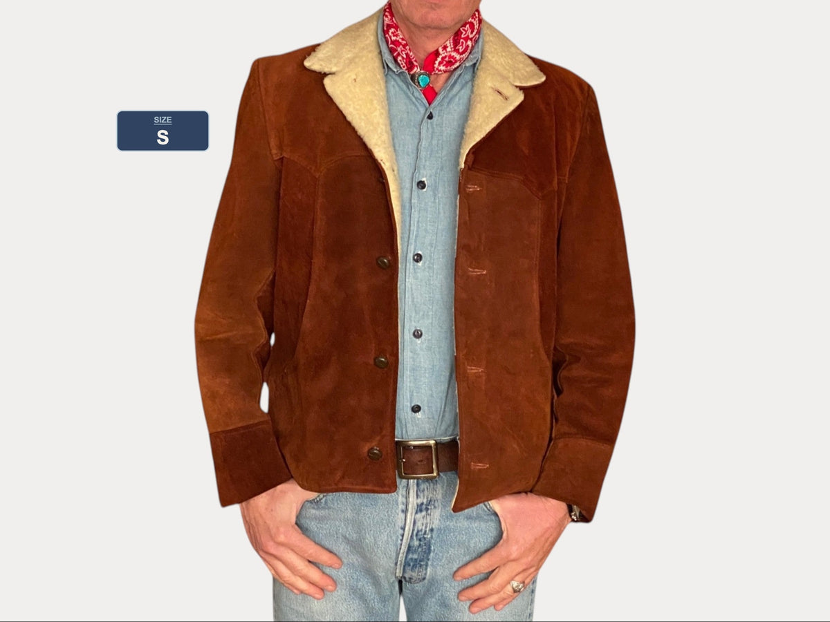 Size 40US Reg (50EU). Vintage suede ranch jacket made in USA