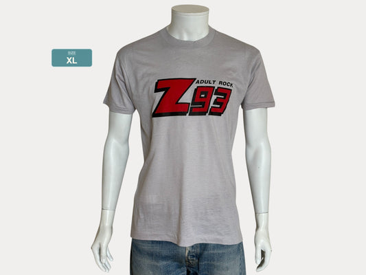 Vintage Single Stitch Z93 Adult Rock radio t-shirt – classic 80s music promo tee, USA made.