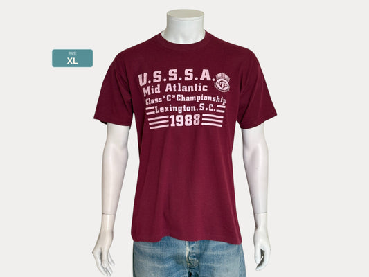 Vintage Single Stitch 1988 U.S.S.S.A. Softball Tee from the Mid Atlantic Championship – Made in USA, XL T shirt