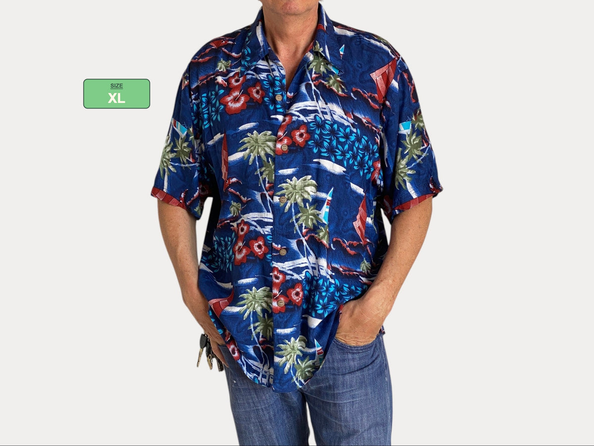 Size XL. Vintage 90s Rayon Hawaiian shirt