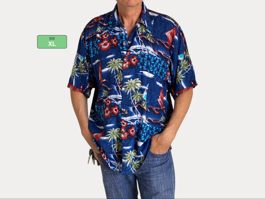 Size XL. Vintage 90s Rayon Hawaiian shirt