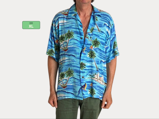 Size XL. Vintage 80s Hawaiian shirt