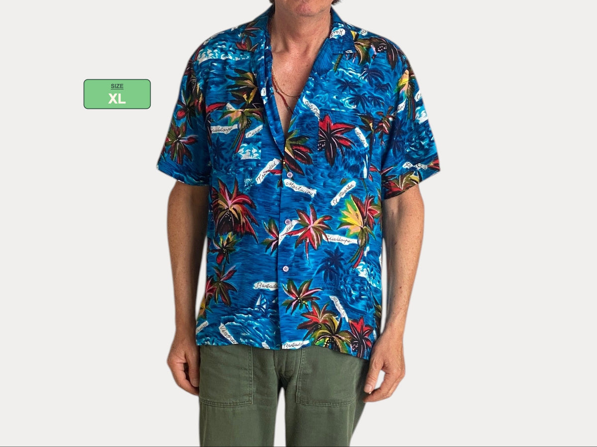 Size XL. Vintage 80s Hawaiian shirt