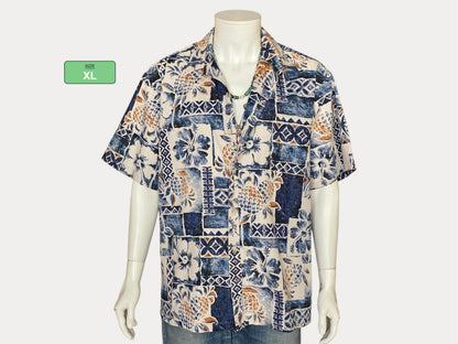 XL. Chemise hawaïenne vintage en coton des années 80, fabriquée à Hawaï