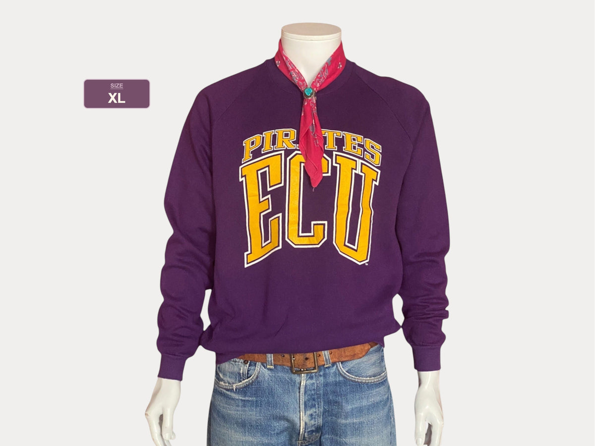 Size XL. Made In USA Vintage 80s Pirates ECU sweatshirt  made by Jerzees