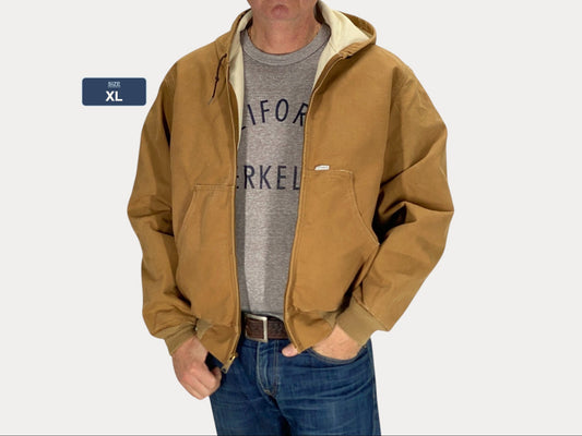 Size X Large.  90s Vintage hooded Carhartt jacket Made in USA -  Authentic Workwear Style