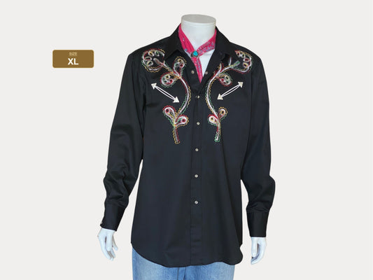 Talla XL. Camisa vaquera vintage de Sears con bordado de los años 70.
