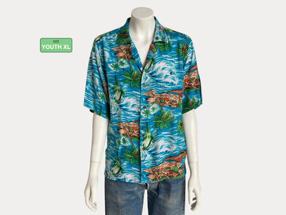 Size XL Youth. Vintage 90s Hawaiian shirt