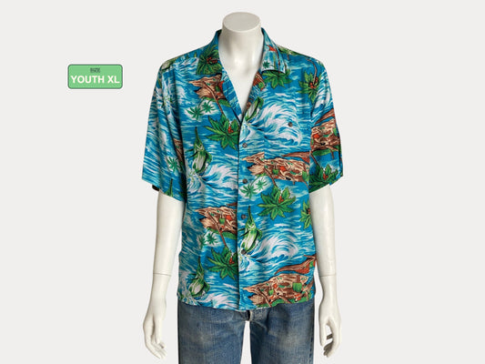 Size XL Youth. Vintage 90s Hawaiian shirt