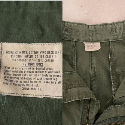 Small Reg. 1968 Authentic US Army Vietnam War Era OG-107 Jungle Pants-military-AJ357 Studio