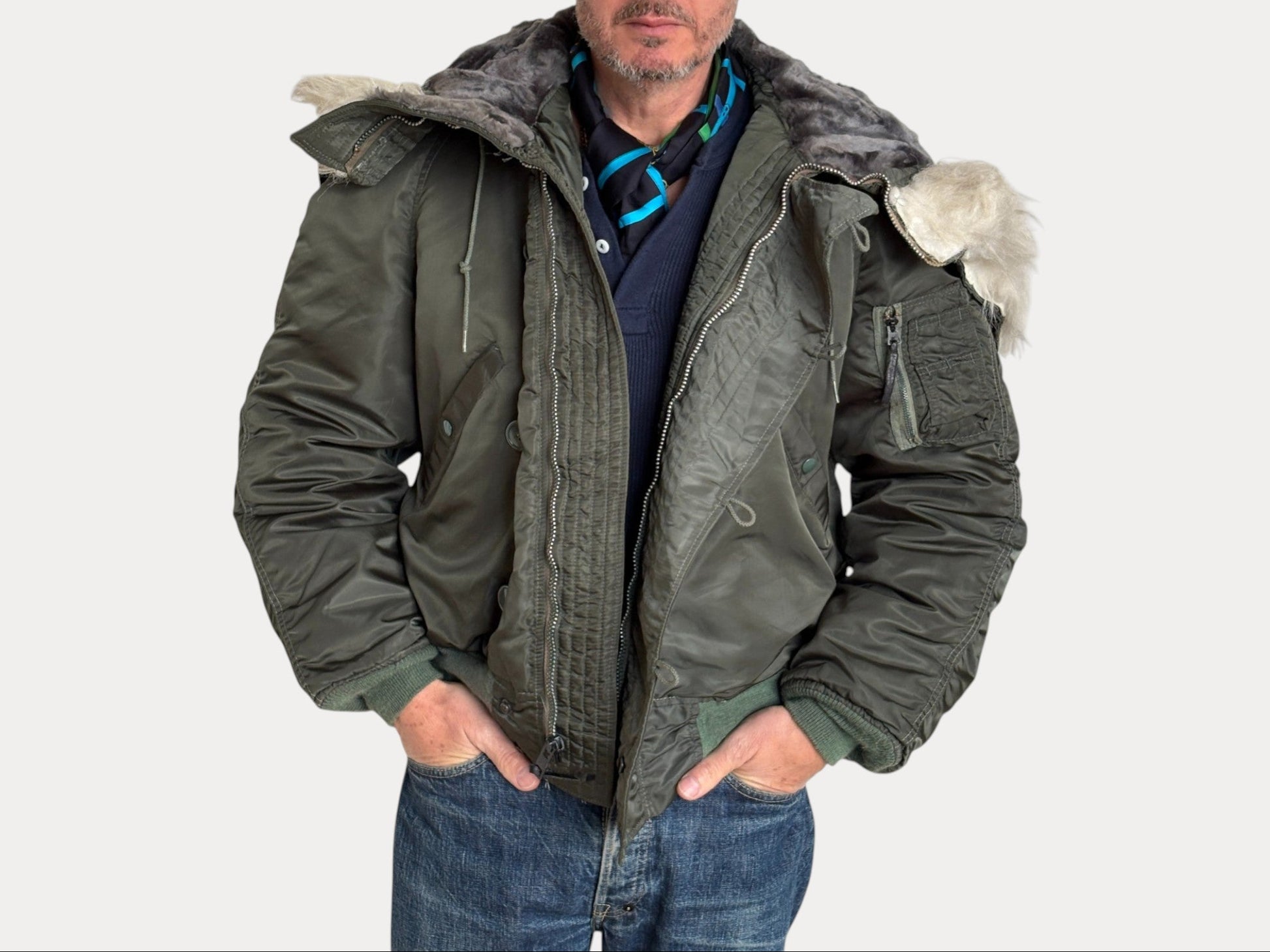 Vintage N-2B Flight Jacket Alpha Industries | Extreme Cold Weather Flyer Coat-AJ357 Studio-AJ357 Studio