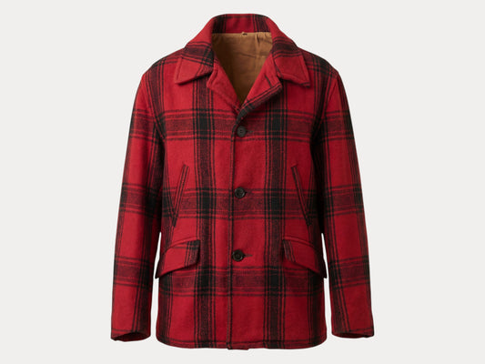 Vintage 1950 Plaid Wool hunting Jacket — Made in USA — Red Check Outdoor Coat -size XL | AJ357 Studio-AJ357 Studio-AJ357 Studio