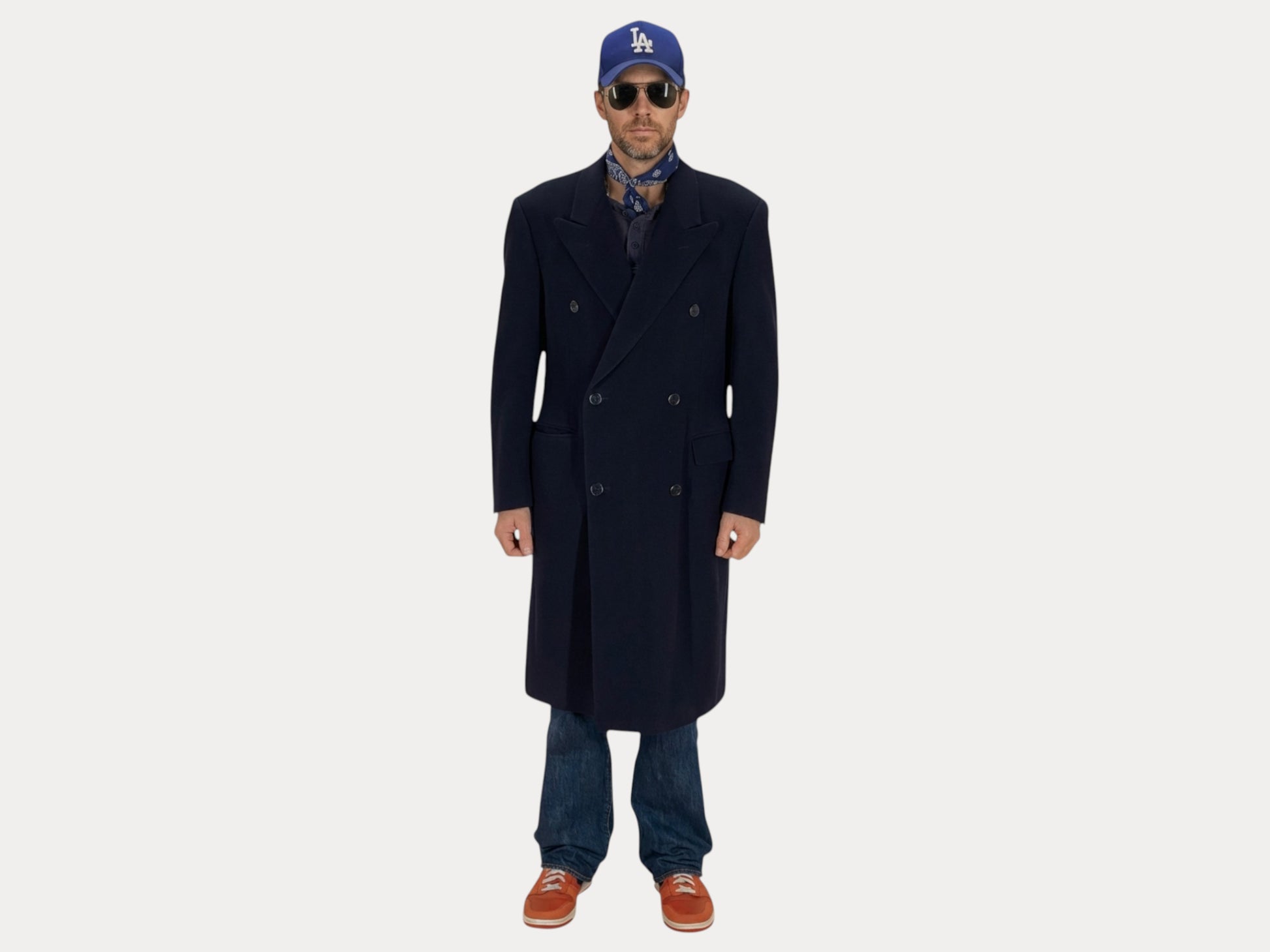 Size 52 EU Vintage dark blue Burberrys Cashmere Overcoat – Double Breasted Classic.-AJ357 Studio-AJ357 Studio