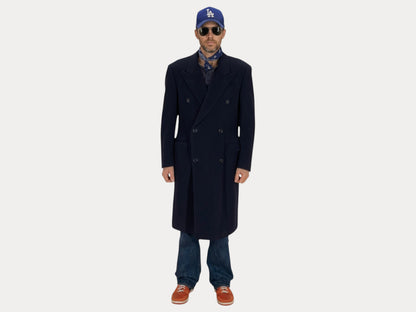 Size 52 EU Vintage dark blue Burberrys Cashmere Overcoat – Double Breasted Classic.-AJ357 Studio-AJ357 Studio