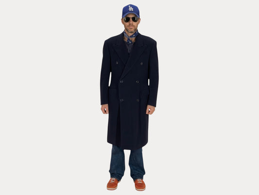 Size 52 EU Vintage dark blue Burberrys Cashmere Overcoat – Double Breasted Classic.-AJ357 Studio-AJ357 Studio
