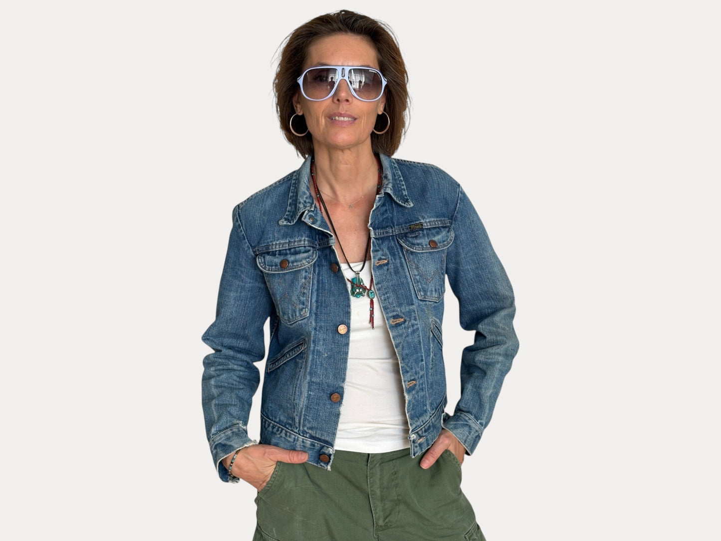 Size 36US . Vintage 70s Wrangler Denim Jacket – 4 Pockets – Made in USA-AJ357 Studio-AJ357 Studio