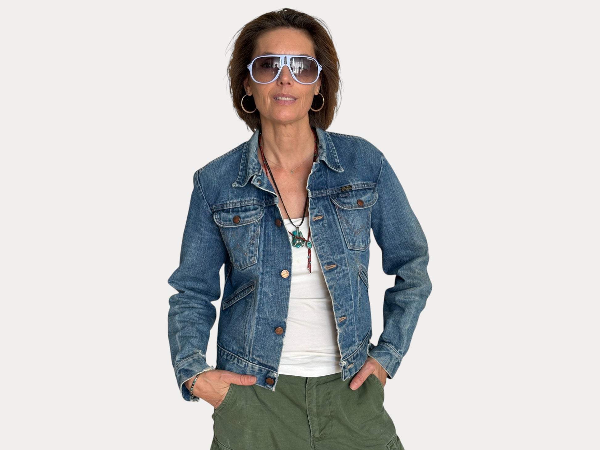 Size 36US . Vintage 70s Wrangler Denim Jacket – 4 Pockets – Made in USA-AJ357 Studio-AJ357 Studio