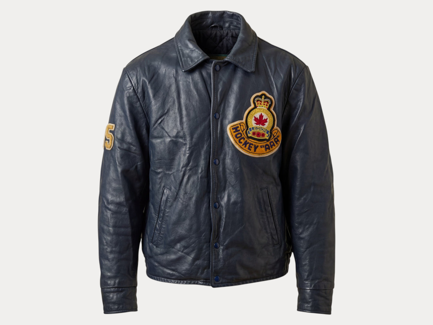 Size 42US / 52EU Vintage Leather Hockey Jacket – Soft Canadian Leather – Made in Canada-AJ357 Studio-AJ357 Studio