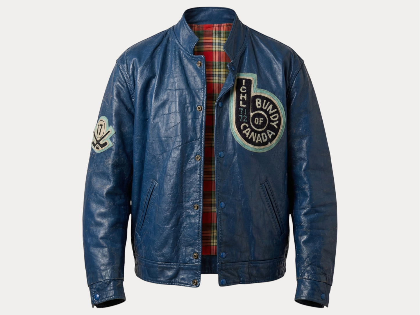 Size 44US / 54EU Vintage 1970s Bundy of Canada Hockey Jacket — ICHL 71-72 Varsity Leather Bomber — Rare Canadian Sports Collectible-AJ357 Studio-AJ357 Studio