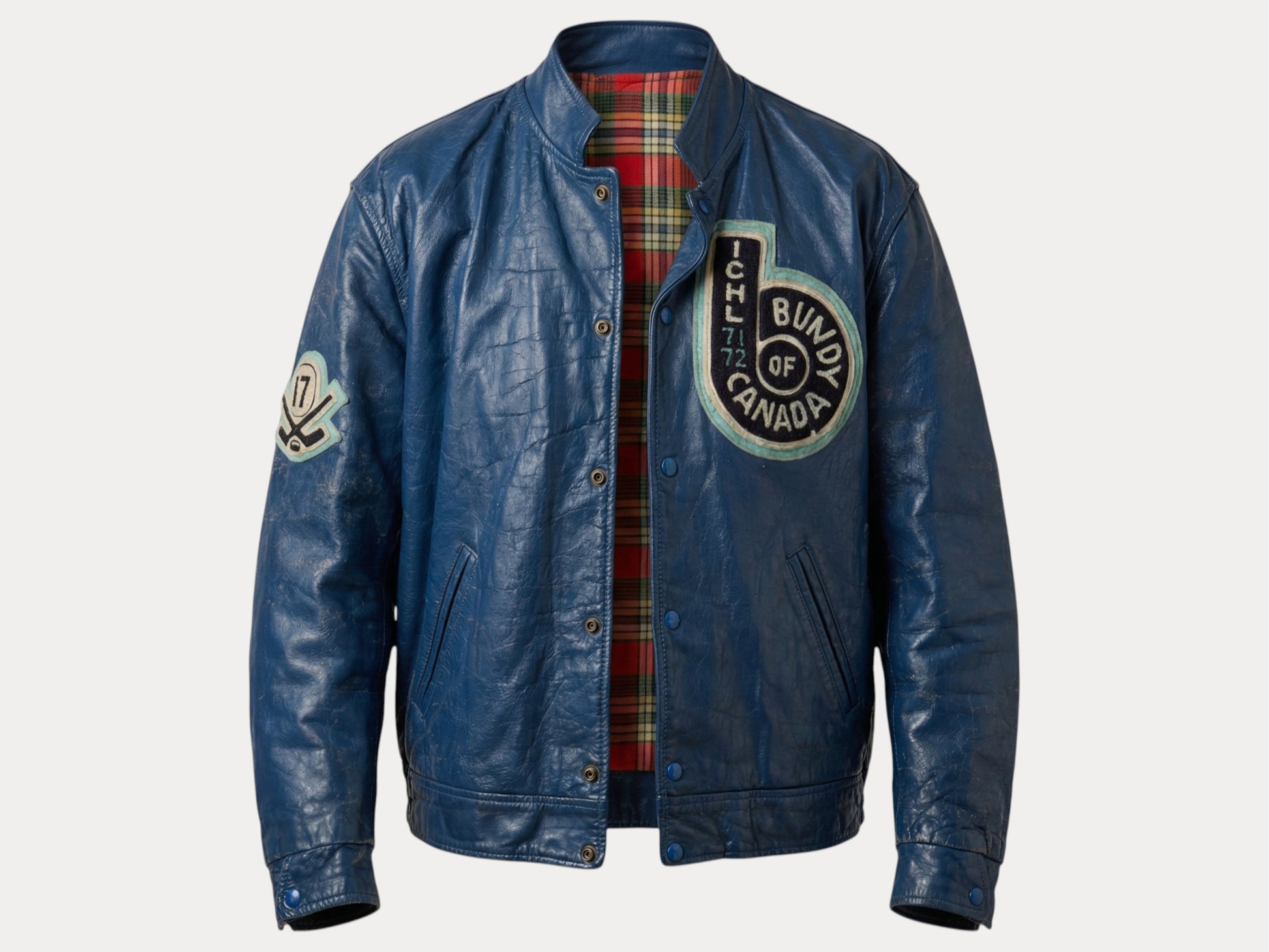 Size 44US / 54EU Vintage 1970s Bundy of Canada Hockey Jacket — ICHL 71-72 Varsity Leather Bomber — Rare Canadian Sports Collectible-AJ357 Studio-AJ357 Studio