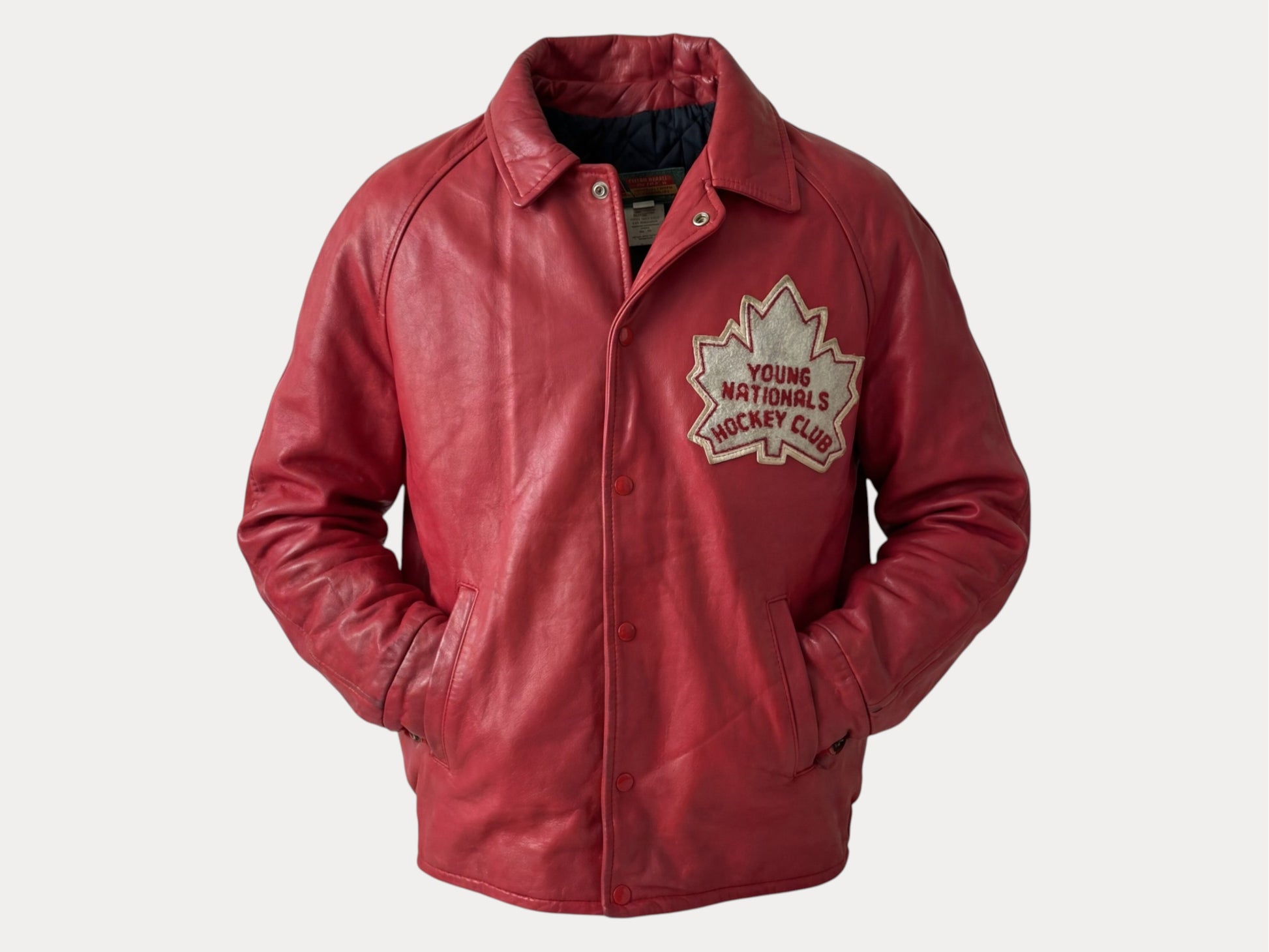 Size 44US / 54EU Vintage Leather Hockey Jacket Men’s Size 44 – Soft Canadian Leather – Made in Canada-AJ357 Studio-AJ357 Studio