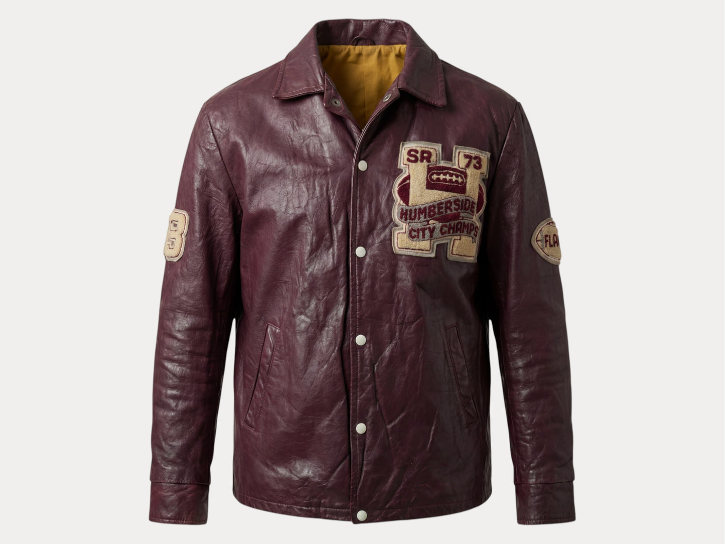 Size 42US / 52EU Vintage 1973 Humberside Collegiate Varsity Leather Jacket — Canadian High School Football — City Champs — Made in Canada-AJ357 Studio-AJ357 Studio