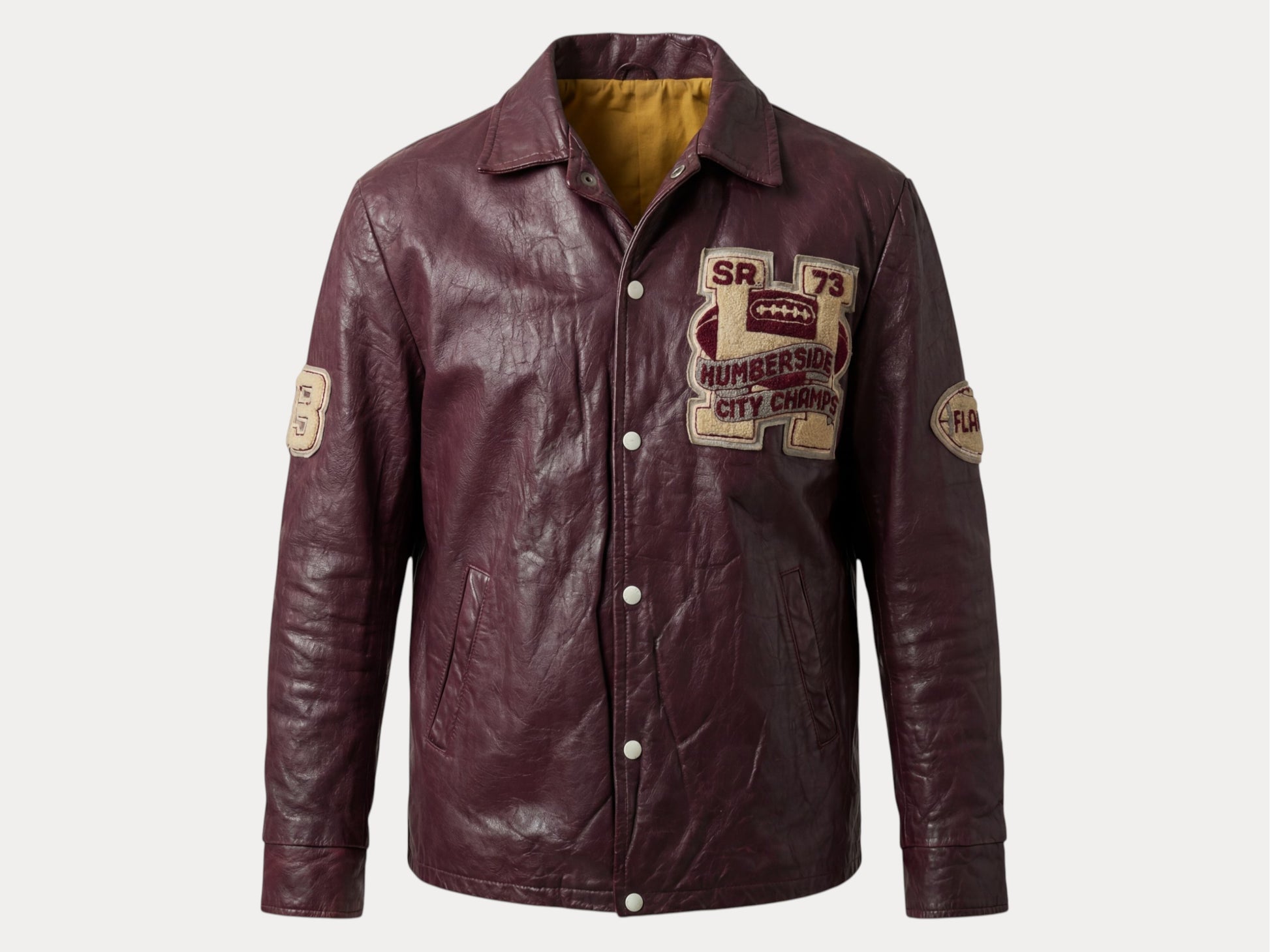 Size 42US / 52EU Vintage 1973 Humberside Collegiate Varsity Leather Jacket — Canadian High School Football — City Champs — Made in Canada-AJ357 Studio-AJ357 Studio