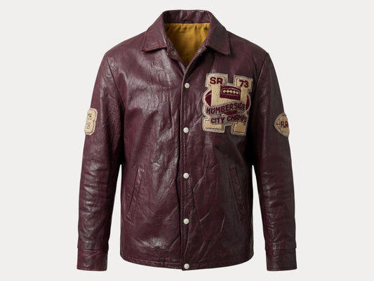 Size 42US / 52EU  Vintage 1973 Humberside Collegiate Varsity Leather Jacket — Canadian High School Football — City Champs — Made in Canada