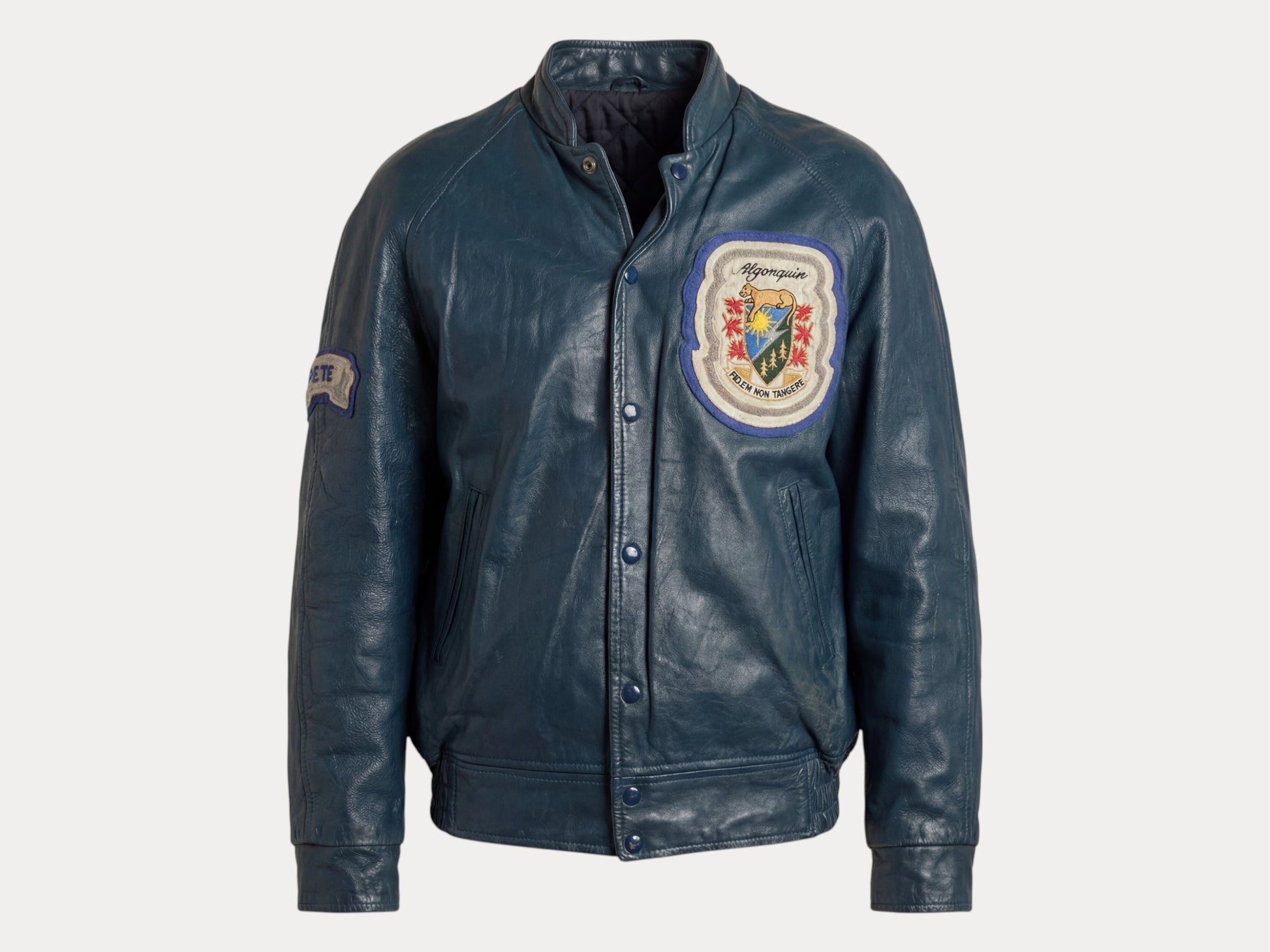 Size 42US / 52EU Vintage 1980s Algonquin College Leather Varsity Jacket — Business Department Bomber — Canadian University Jacket-AJ357 Studio-AJ357 Studio