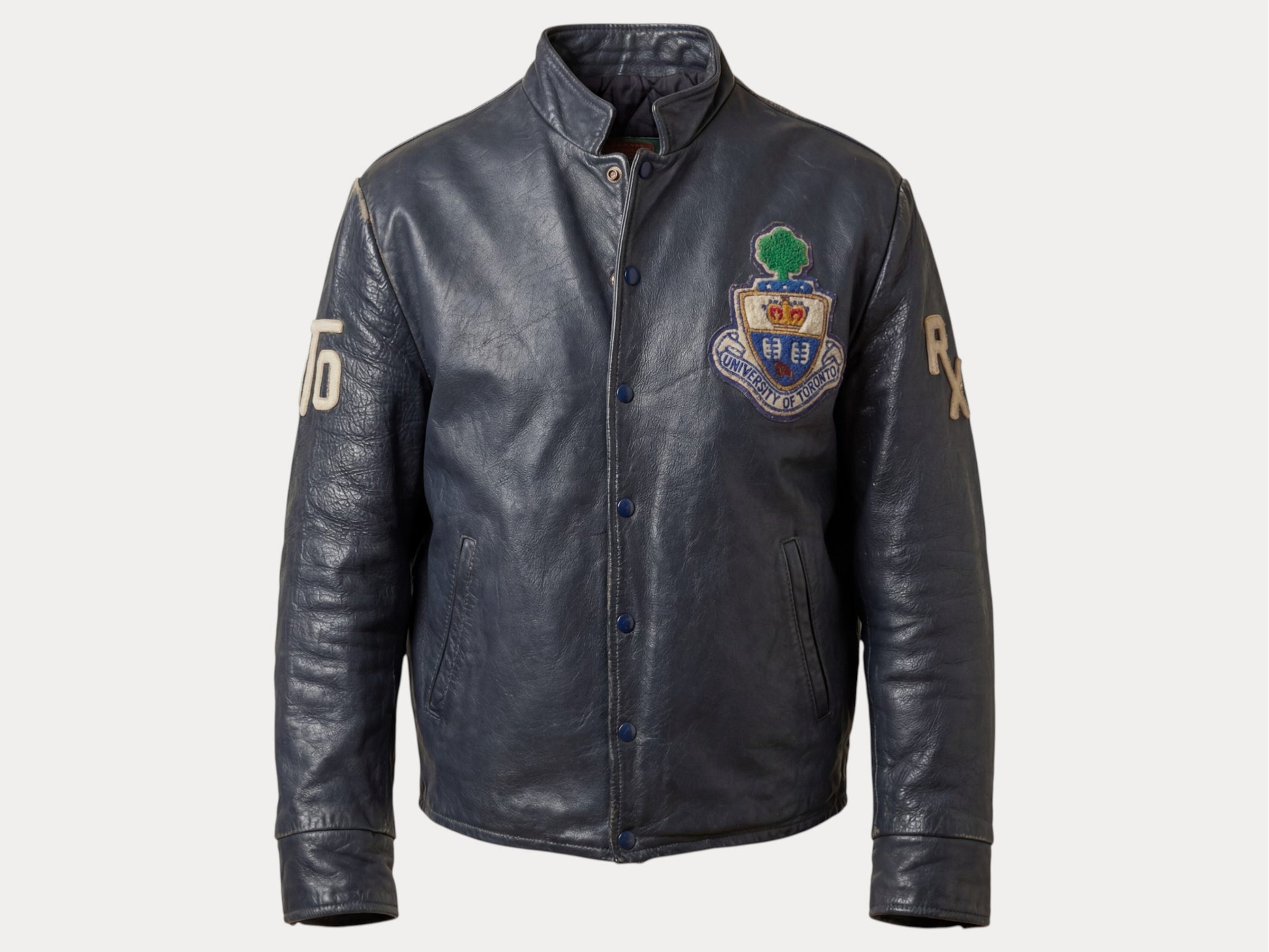 Size Large. Vintage University of Toronto Leather Varsity Jacket 1970s — Canadian College Bomber — RX Pharmacy Faculty — Made in Canada-AJ357 Studio-AJ357 Studio
